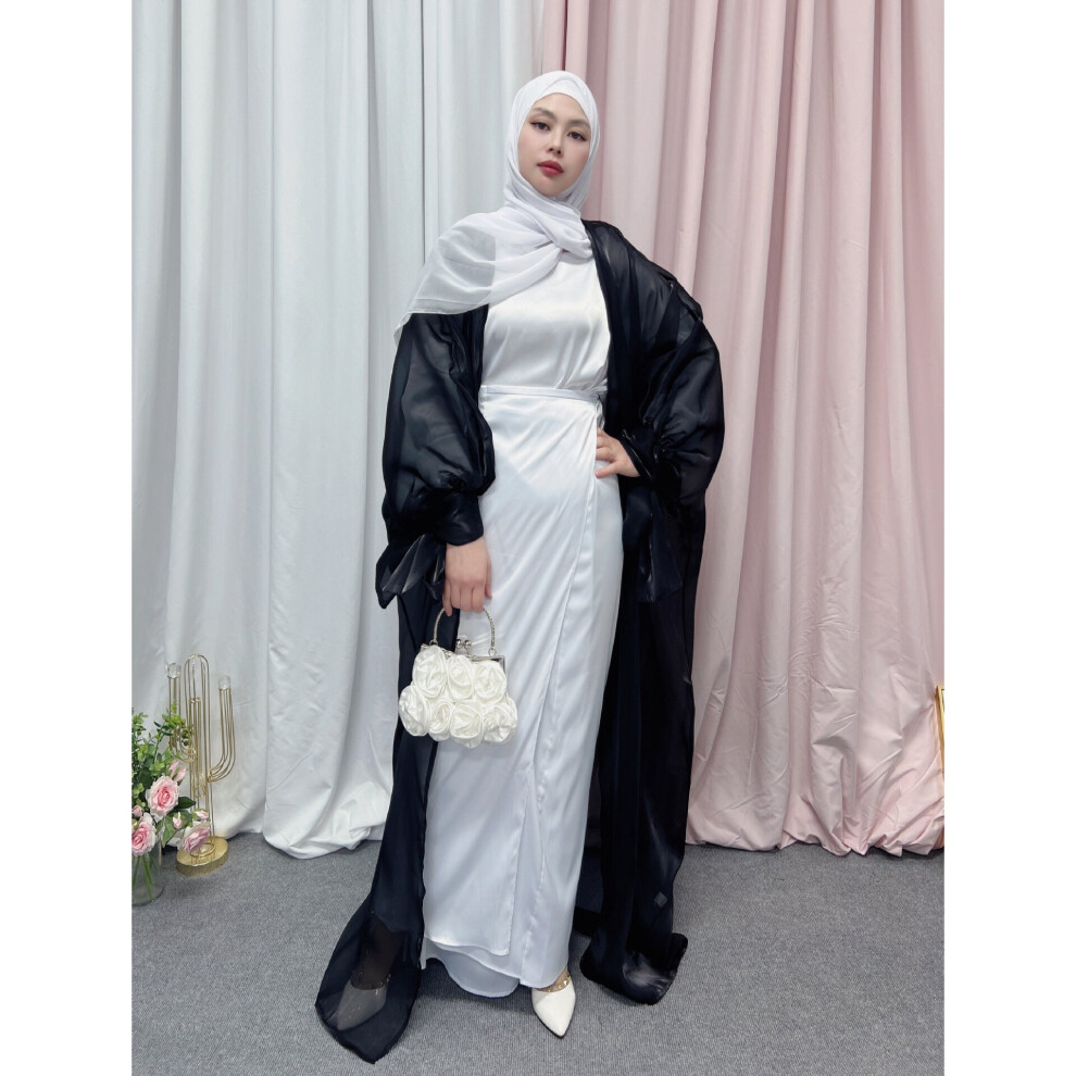 Summer Kaftan Eid Djellaba Abaya Dubai Soft Puff Sleeves Muslim Dress Silky Abaya Dubai Turkey Muslim Dress Islam Abayas-image-OPC-PBQPZC6-NEW