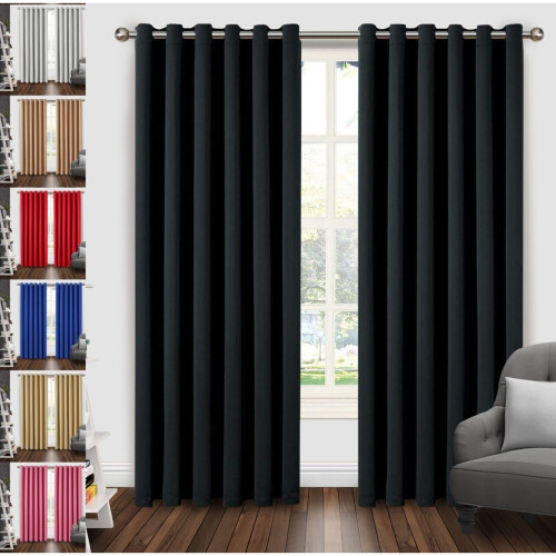 Luxury Insulated Heavy Thermal Blackout Eyelet Curtains Ring Top Ready