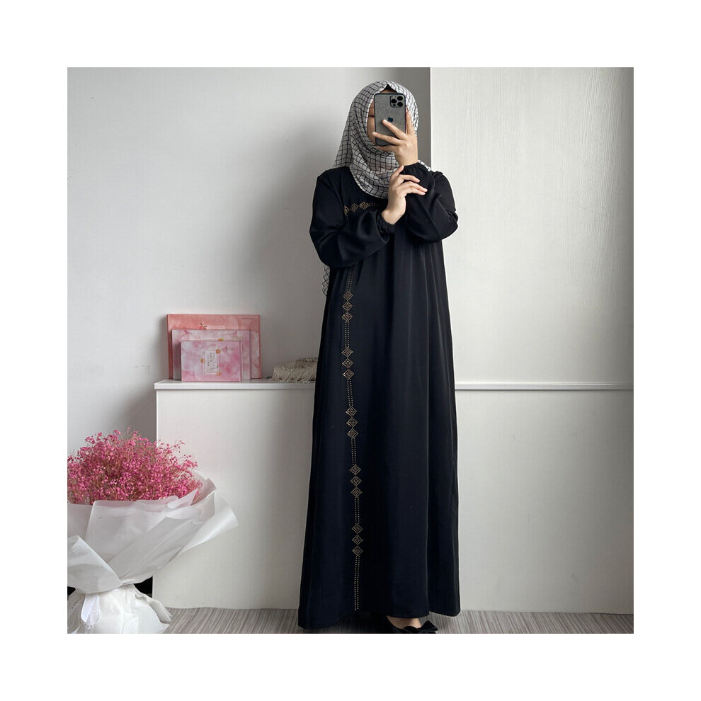 Wepbel Muslim Dress Middle East Dubai Women Abaya Islamic Clothing Long Dress Rhinestone Robe Dress Caftan Robe Abaya-image-OPC-PBQPZT6-NEW