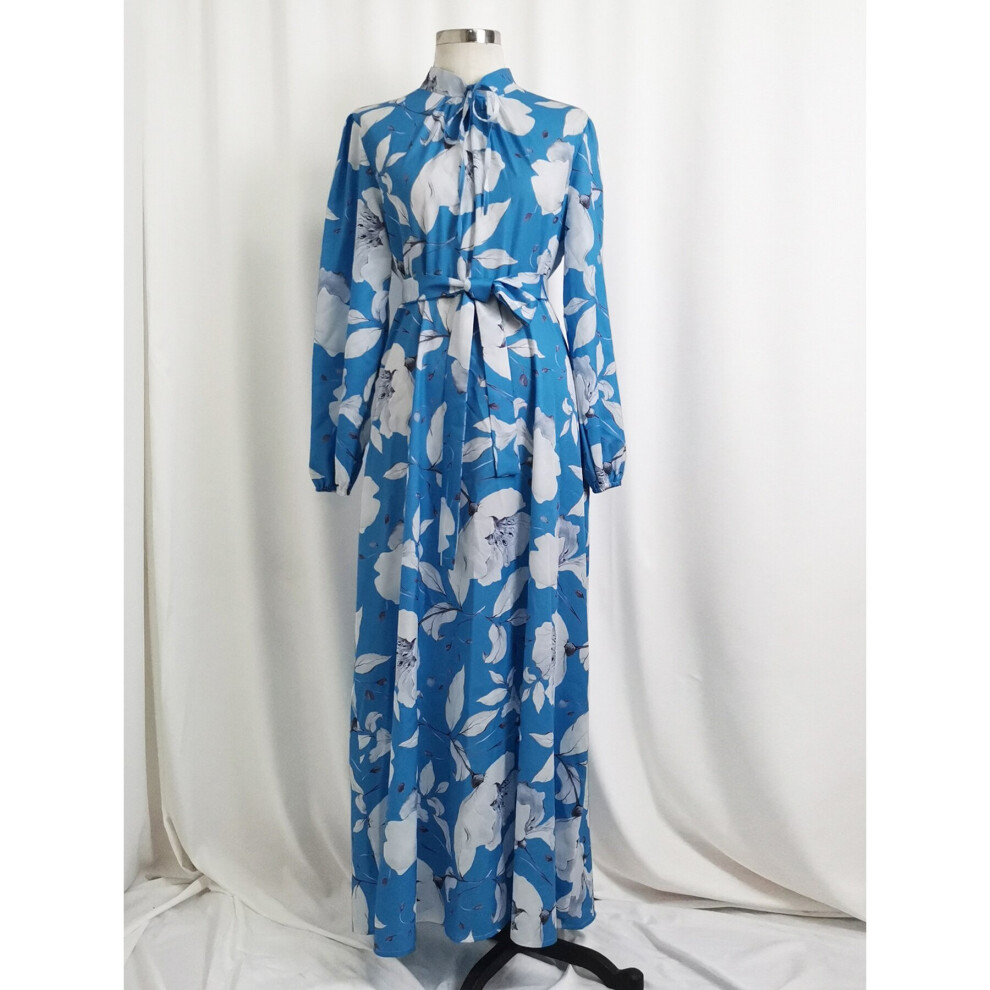 Printed Abaya Muslim Long Dress Women Stand Collar Hijab Robe Belted African Dresses Islam Dubai Turkey Abayas-image-OPC-PBQPZX7-NEW