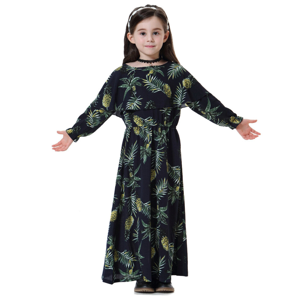 Islam Child Prayer Dress Ruffle Print Long Robe Kaftan Abaya Dubai Turkey Girls Islamic Clothing Ramadan Muslim Hijab Dresses-image-OPC-PBQQ22V-NEW