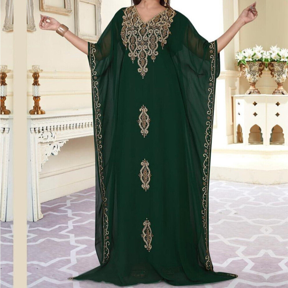 Kaftan Plus Prayer Kimono Dubai Turki Islam Printing Chiffon Batwing Butterfly Abaya Muslim Women Dreeses-image-OPC-PBQQ526-NEW