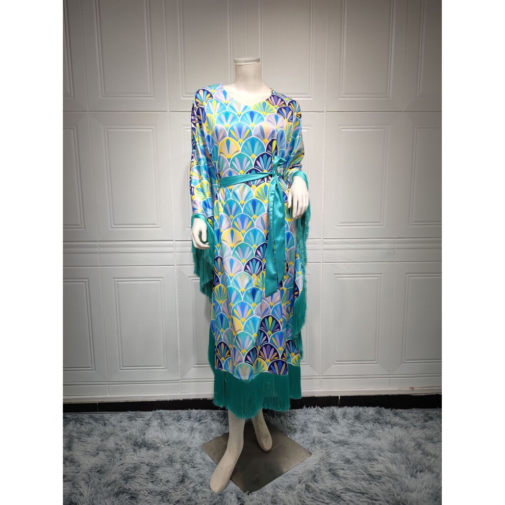 Wepbel Muslim Abaya Robe Women Islamic Clothing Tassel Stitching Satin Dress Kaftan Muslim Light Banquet Batwing Sleeve Dress-image-OPC-PBQQ5BF-NEW