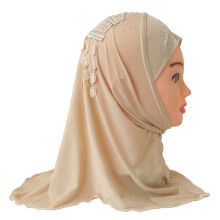 YYZ11 Girls Hijab Headscarf Flower Abaya Kids Muslim Arab Headwear