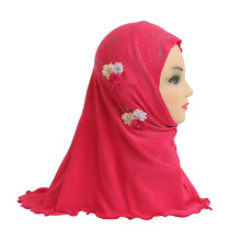 YYZ16 Girls Hijab Headscarf 2-6 old Flower Abaya Kids Muslim Arab Headwear 50*48cm