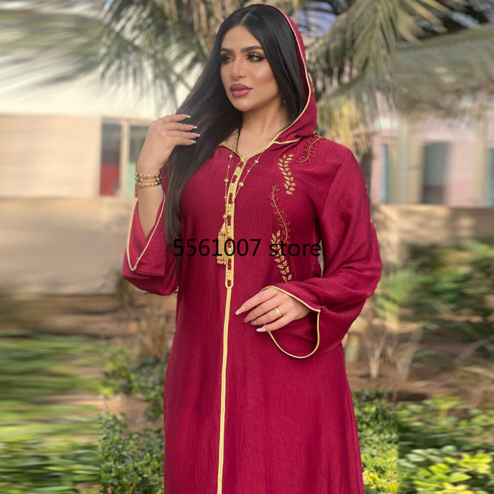 Muslim Hooded Abaya Dress for Women Middle East Dubai Kaftan Moroccan  Caftan Ribbon Embroidered Southeast Robe Longue on OnBuy