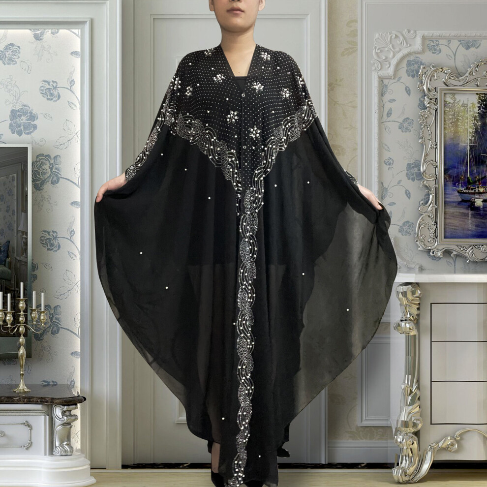 African Dresses For Women Open Abayas Embroider Beading Robe Muslim Traditional Dubai Islam Maxi Abaya With Hat-image-OPC-PBQQ7X9-NEW