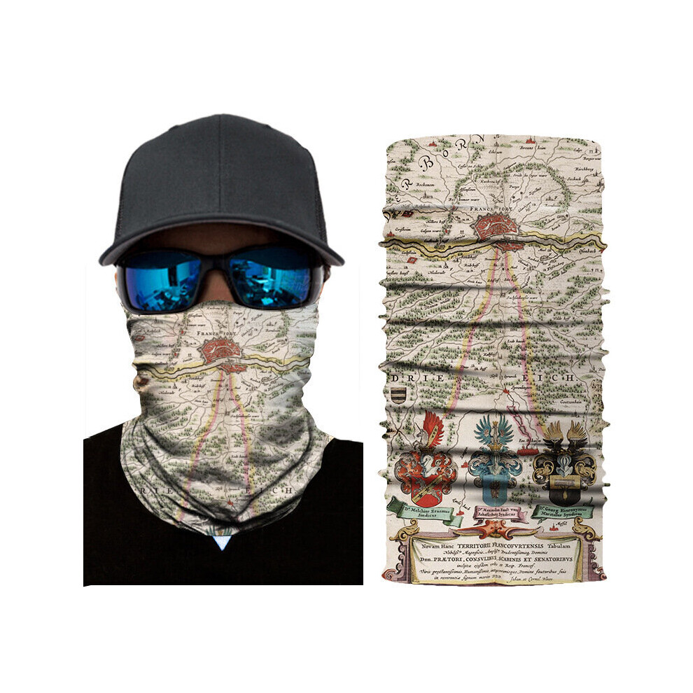 Polyester Balaclava Outdoor Sports Magic Headband Sunscreen Cycling Digital Printed Retro Map Mask Multicoloured 885657894437