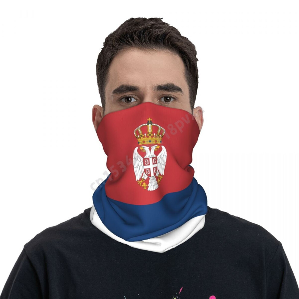 Serbia Flag National Neckerchief Scarf Neck Face Mask Unisex Neck Warmer Seamless Bandana Headwear Cycling Hiking 885657895007