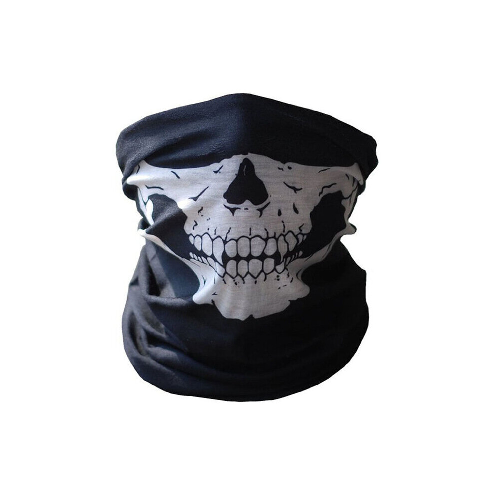 25X50cm Skull Bandana Tubular Neck Face Mask | Seamless Multifunctional Headscarf Turban, Unisex, Black 885657896226