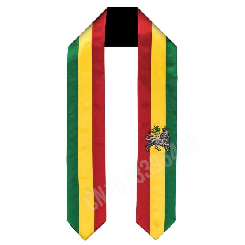Ethiopia Rastafari Lion Flag Scarf Top Print Graduation Sash Stole ...