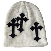 Creative Piled Hat for Women Lightweight Foldable Knitted Winter Hat Cross Decor Keep Warm Windproof Cycling Hat S02 22 Dropship
