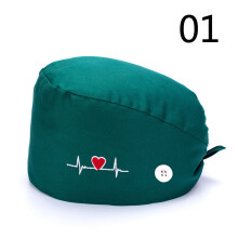 Unisex Dust-proof Hat for Women Doctor Nurse Beauty Work Cap with Button Floral Printed Hat Breathable Adjustable Beanies