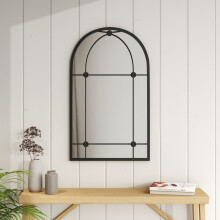 Arched Wall Hanging Metal Windowpane Mirror Home Decoration