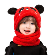 Autumn and Winter Children Cartoon Scarf Hat Two-piece Double Fleece Warmth Boy Girl Child Adult Parent-child Baby hat