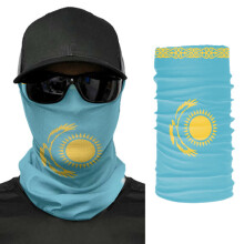 Kazakhstan Flag Scarf Neck Face Mask Unisex Neck Warmer Seamless Bandana Headwear Cycling Hiking