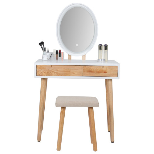ELECWISH Dressing Table Stool Set Makeup Mirror w/LED Light
