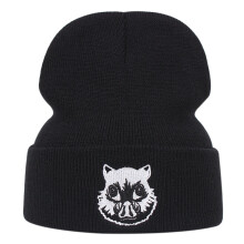 Winter Hashibira Inosuke Knit Hat Demon Slayer Embroidery Cartoons Pig Warm Outdoor Ski Knitted Skullies Beanie Unisex