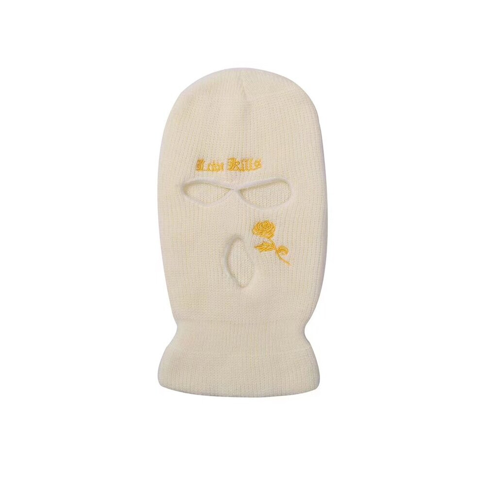 Q39c Balaclava Face Mask Motorcycle Tactical Face Shield Embroidery Ski Mask Cold-Proof Full Face Mask Cosplay Gangster Mask White 885657952984