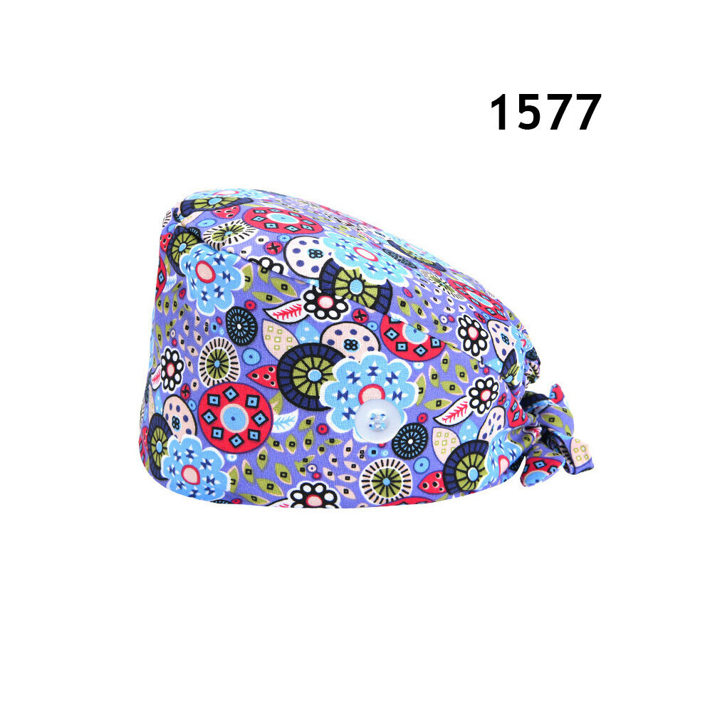 Elastic Scrubs Caps Floral Baotou Cap Printed Nurse Doctor Hat Surgical Cap With Sweat-Absorbent Buckle Pure Cotton Work Hats 885657952977