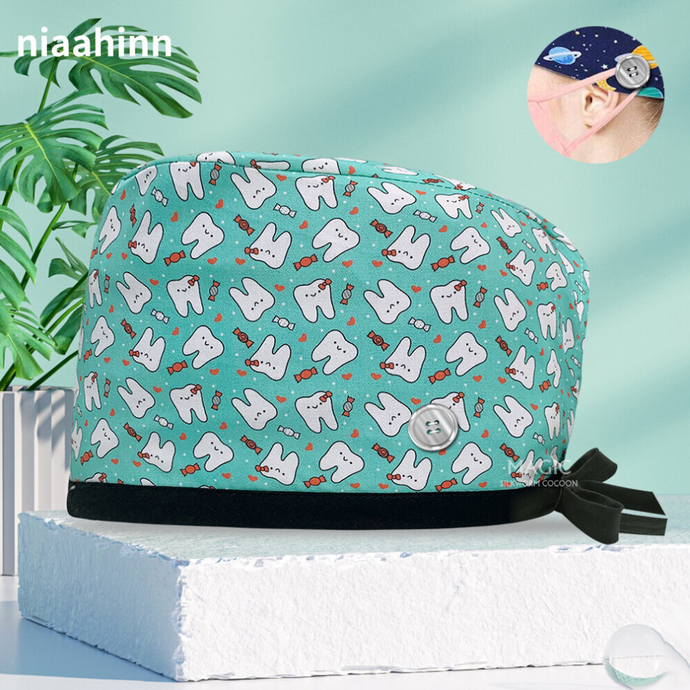 High-Quality Printed Dental Hospital Scrub Cap Men And Women Adjustable Beauty Salon Pet Grooming Work Hat Nurse Surgical Caps 885657942299
