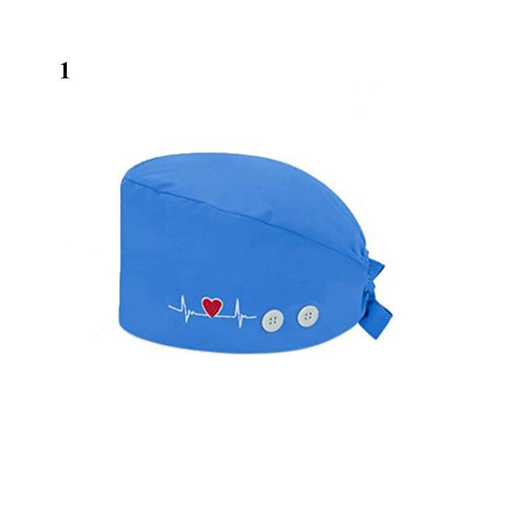 1Pc Scrub Nurse Hat Floral Print Bouffant Sanitary Cap With Sweatband Button Cartoon Doctor Operating Room Hat Surgical Cap 885657954315
