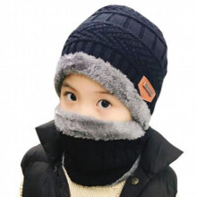 child 2pcs Winter Balaclava Beanies Knitted Hat and scarf for 5-8-12 old girls and boys students Hats Caps Ski Hat Cap