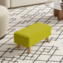 Rectangular Tofu-shaped Footrest with Solid Wooden Legs