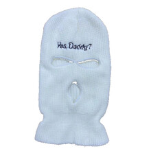 Embroidered Letters Yes Daddy Ski Face Mask Balaclava Beanies Personality Autumn Winter Party Mask Hats for Women