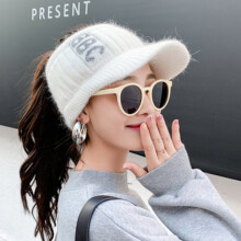 Beanies Women's Autumn and Winter Knitted Wool Hats Women's Morning Running Sports Plus Velvet Earmuffs Empty Top Hat