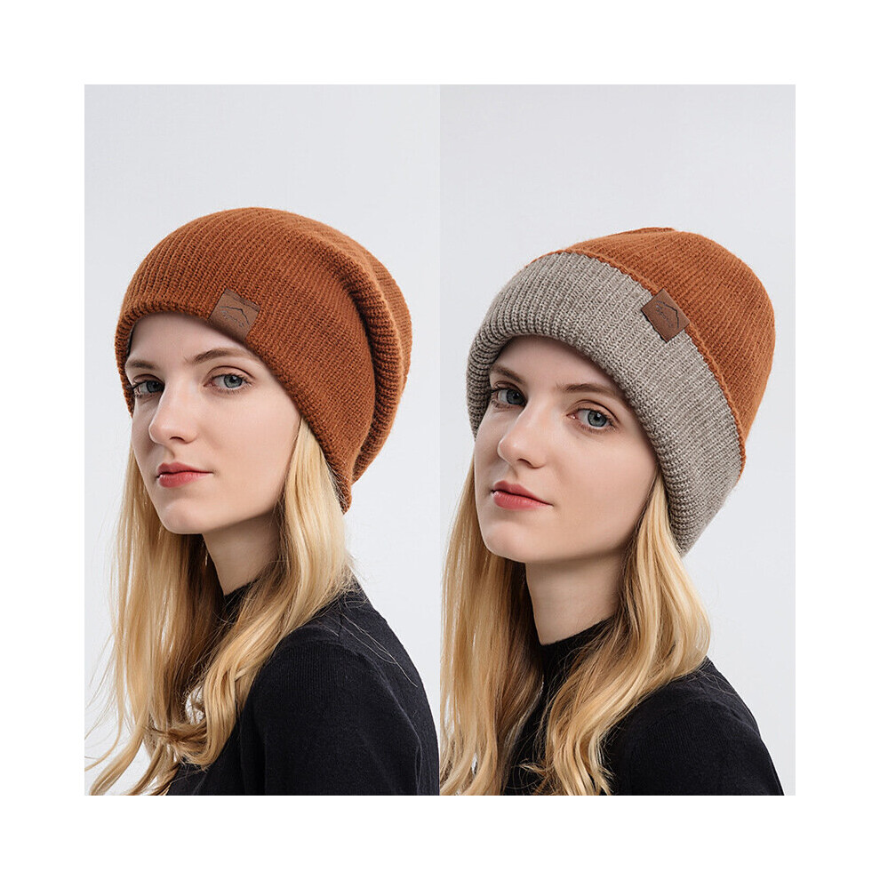Unisex Couple Solid Knitted Hat Winter Autumn Casual Brimless Concise Caps Women Men Double Side Wearable Wool Hat Breathable-image-OPC-PBQQPNZ-NEW