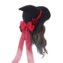 Lolita Rose Big Bow Witch Hat Halloween Witch Hat Head Ornament Adult Halloween Fancy Dress Head Decor