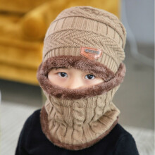 Coral Fleece Hat Scarf Winter Beanie Cap For Kids Boys Girls Wool Knitted Hat Neck Scarves Two-piece Set Children Plush Warm Cap