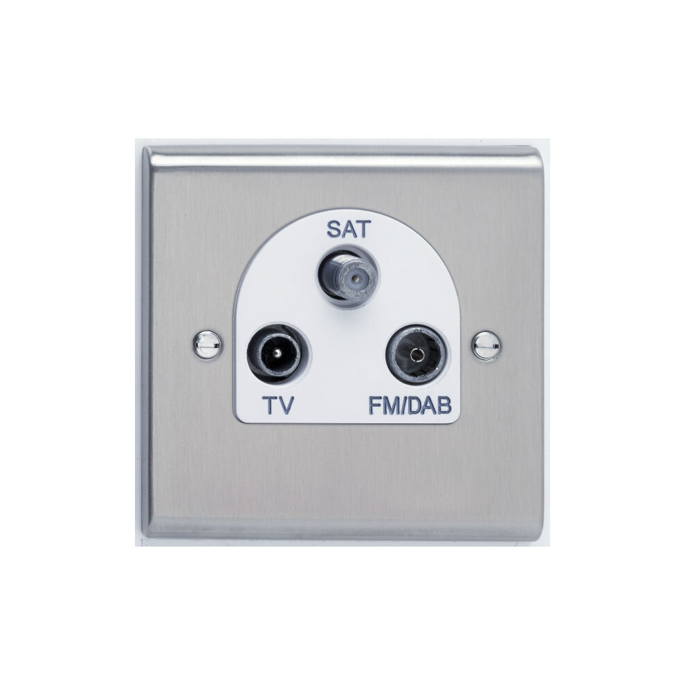 Deta Tv/Fm Dab/Sat Triplexer Outlet (Satin Chrome/White Insert) 5016211209533