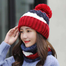 Winter Hats Women Thick Knit Warm Beanies Hat Bib Female Windproof Cycling Wool Stitching knitting Hedging Caps Sets
