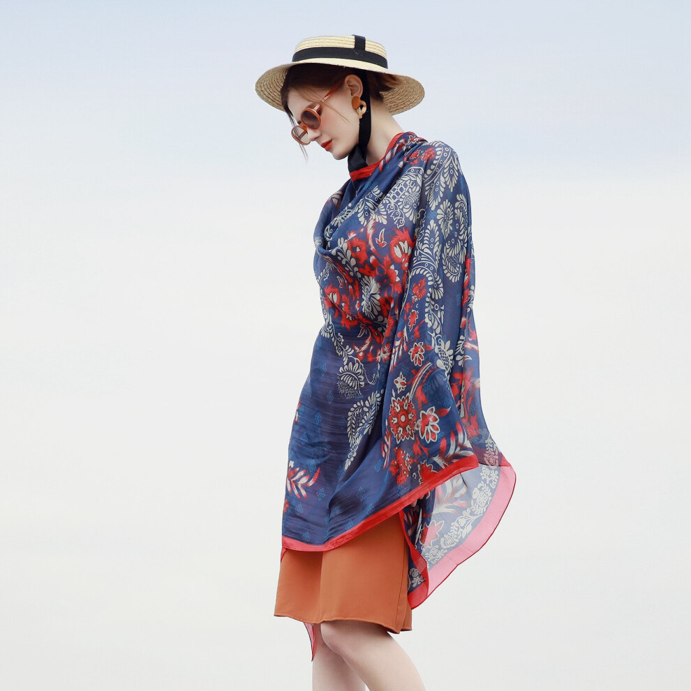 Silk Scarf Womens Summer Breeze Lightweight Sheer Wrap And Shawls Bandana Beach Gauze Lace Hollow Scarf-image-OPC-PBQQRSM-NEW