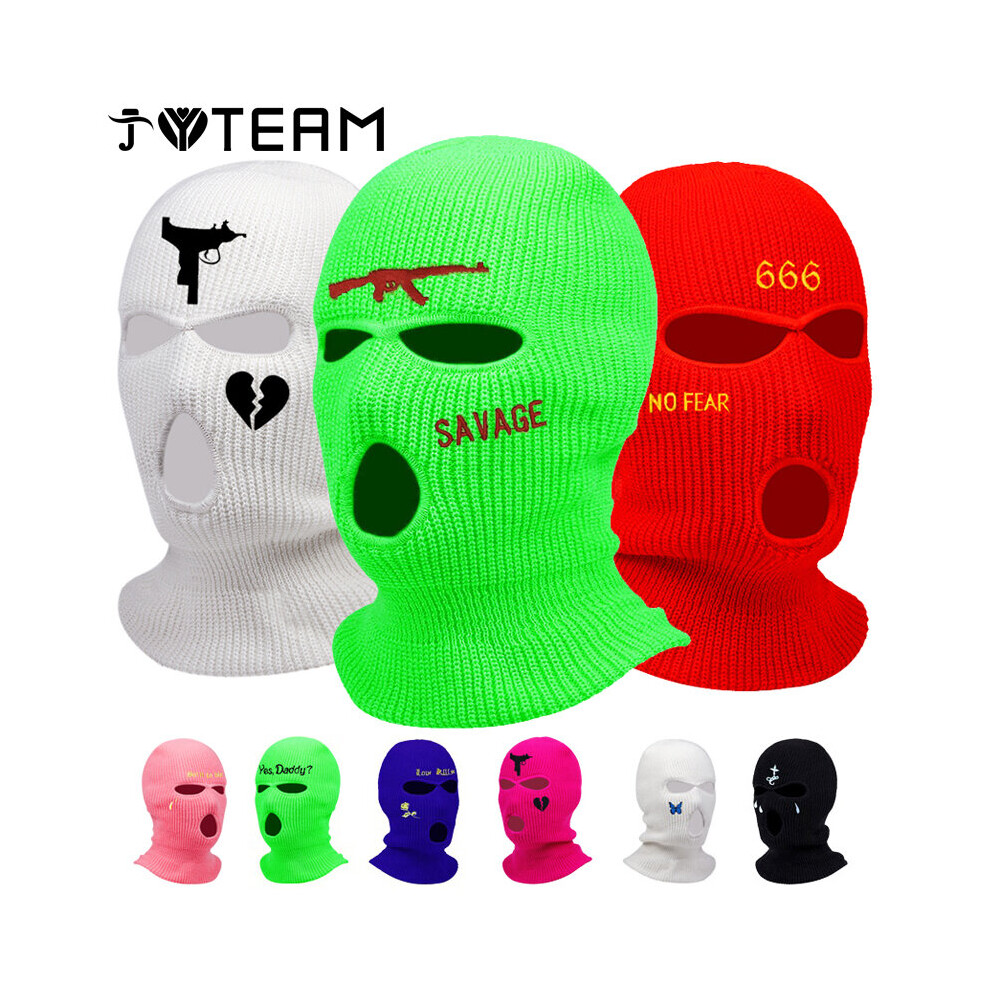 3 Holes Winter Ski Mask Warm Unisex Balaclava Mask Hat Full Face Mask Knitted Ski Snowboard Hat Cap Hip Hop Beanie Multicoloured 885657971749