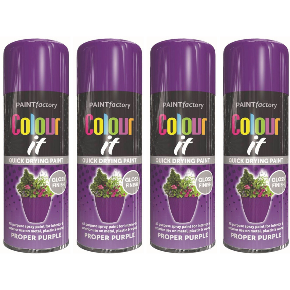 4 x 400ml Proper Purple Gloss Spray Car Van Bike wood Plastic Metal