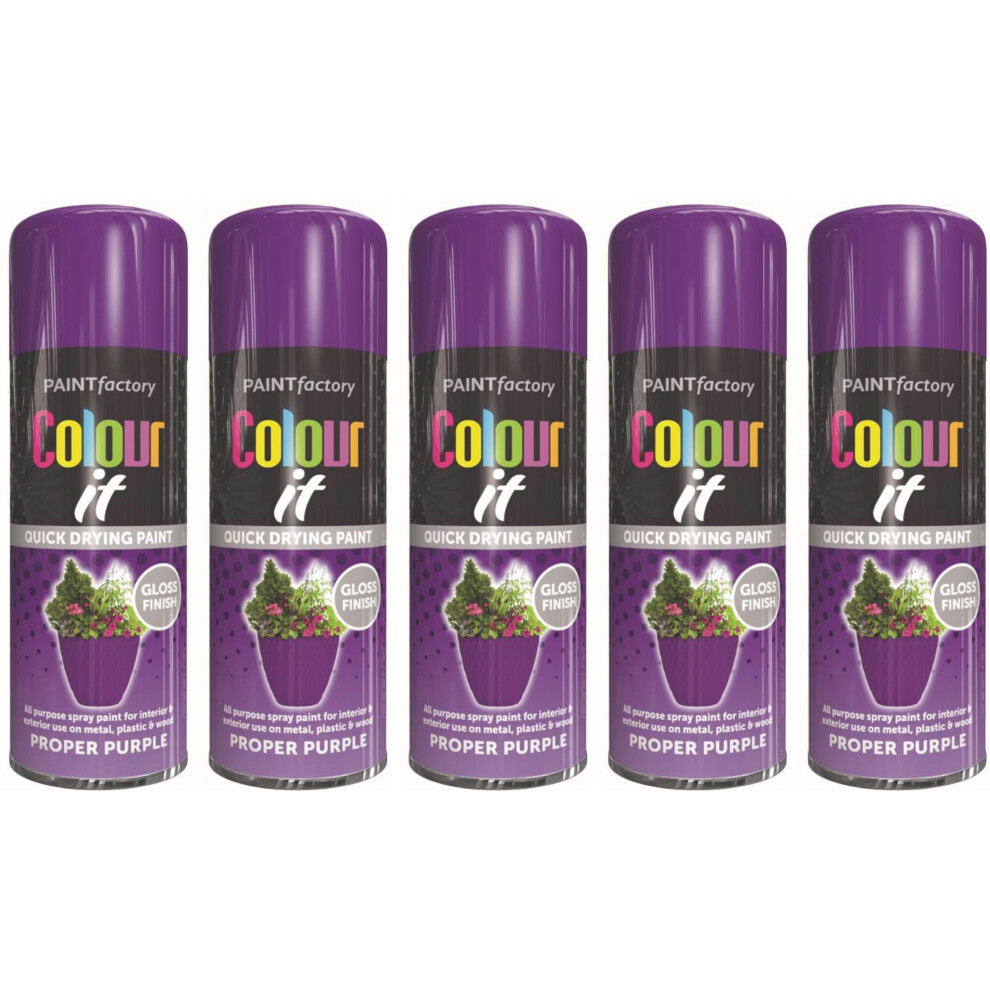 5 x 400ml Proper Purple Gloss Spray Car Van Bike wood Plastic Metal