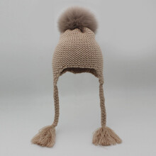 Fox Pompom Beanies For Children Caps Beanie Warm Winter Cap Kids Knitted Protect Ears Hats Pom pom Boy&Girl Hats