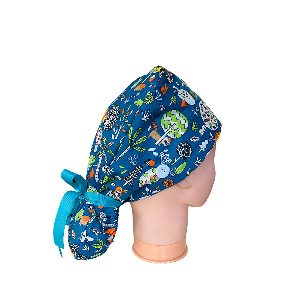 1Pc Scrub Nurse Hat Gorros Quirurgicos Floral Bouffant Sanitary Cap With Sweatband Cartoon Printing Nursing Caps Scrub Cap 885657975037
