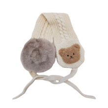 Embroidered Bear Head Winter Fleece Children's Warm Earmuffs Baby Wool Scarf Scarf Decoration