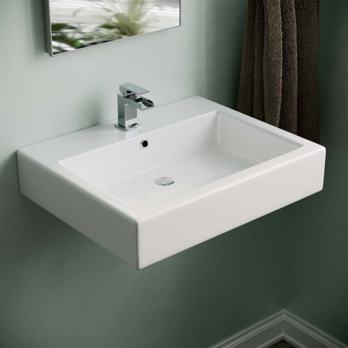 NES Home Lomond 570mm Wall Hung Rectangle Basin White