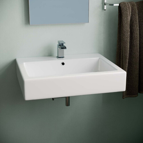 NES Home Lomond 570mm Wall Hung Rectangle Basin White 1
