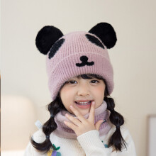Cartoon Bear Autumn Winter Skullies Knitted Beanies Child Outdoor Warmer Scarf Hats Set Boy Girl Mask Scarf Bonnet