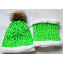 Unisex Children Winter Hats Crochet Neck Warmer Collar Pom Pom Ball Winter Hat For Boys Girls Kids Beanies Cap Scarf Set