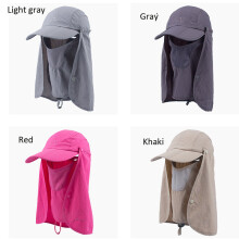 Womens Outdoor Sun Hats Quick Drying Fishing Hat Mens Windproof Mask Summer Cap with Large Round Brim