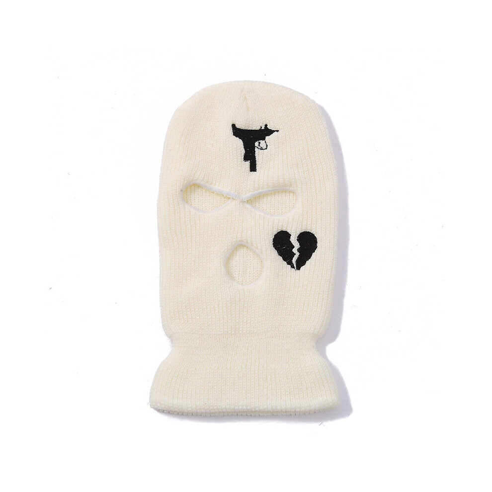 3 Holes Winter Ski Mask Warm Unisex Balaclava Mask Hat Full Face Mask Knitted Ski Snowboard Hat Cap Hip Hop Beanie White 885657981786