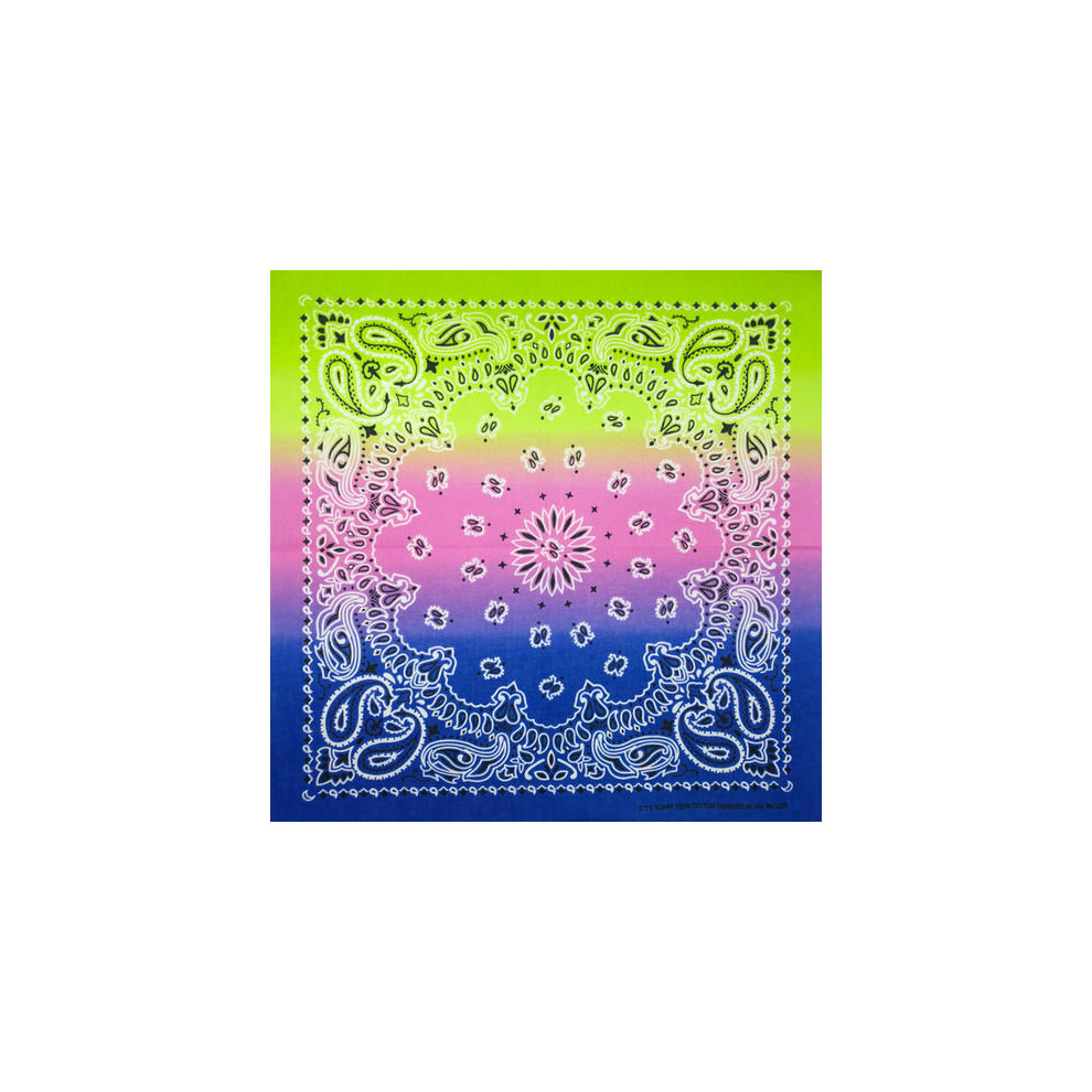 100% Cotton Gradient series Colorful Paisley Punk Hip hop Headwear Kerchief Bandanas Neckerchief Square Scarf for Women/Men/Boys-image-OPC-PBQQTPD-NEW