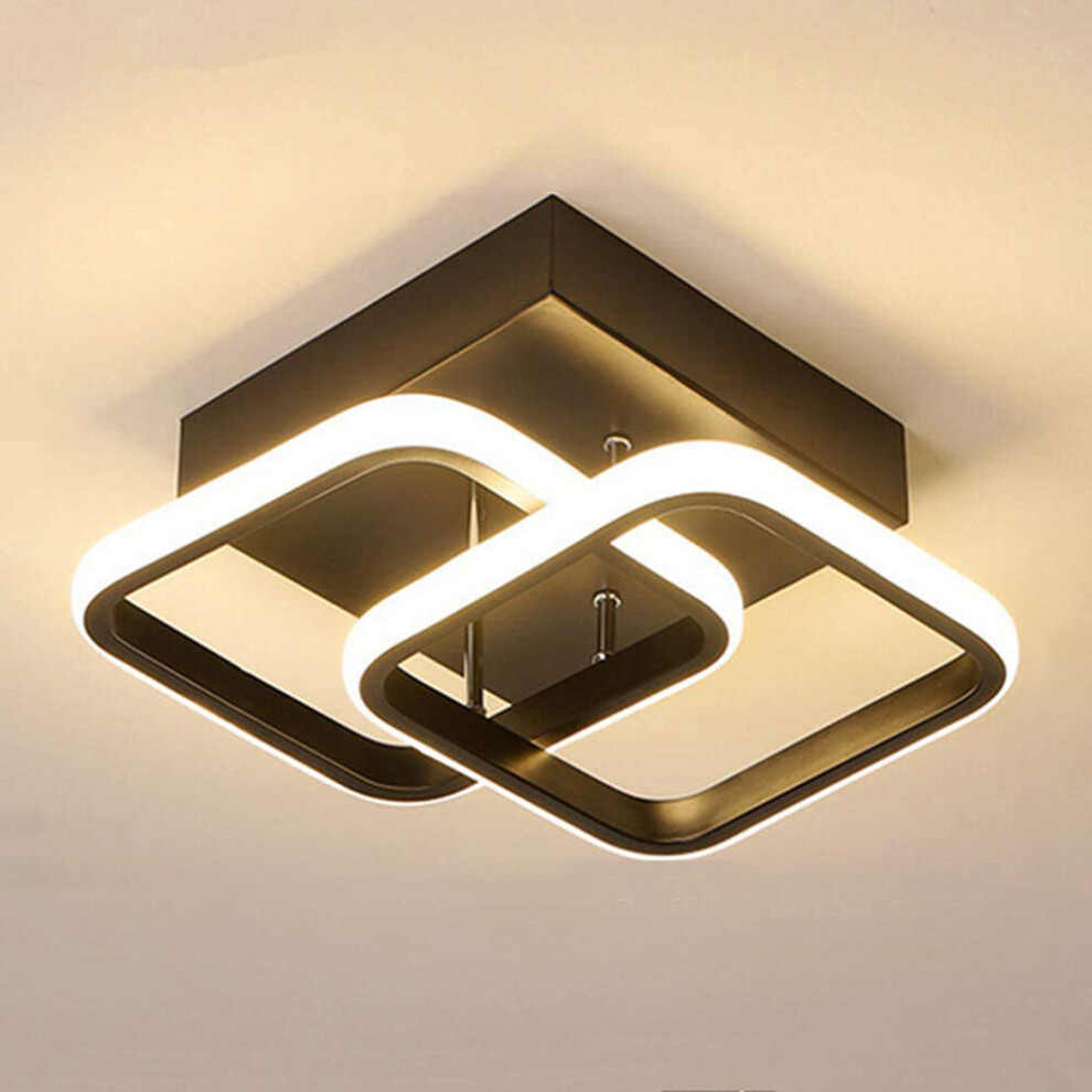 (02 Black Warm light) LED Ceiling Lamp Corridor Balcony Black white Indoor chandelier Ceiling Light for Bedroom Living Room Aisle Decoration